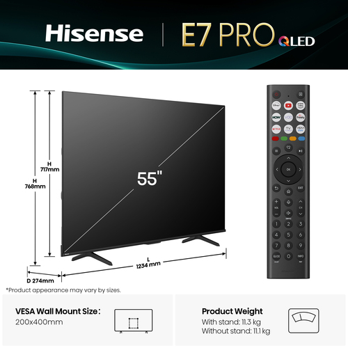 Hisense E78Q 55" 4K Ultra HD Qled Smart Freely TV [2025] - 55E78QTUK Pro, Black - image 5