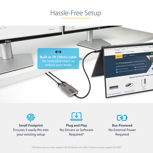 StarTech.com USB-C to Dual Displayport 1.4 Adapter, USB Type-C Multi-Monitor MST Hub, Dual 5K – image 9