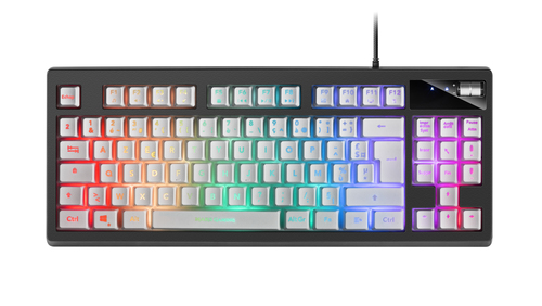 Mars Gaming MKAXWFR Compact Keyboard TKL H-Mech RGB Lighting 9 Effects Gel Wrist Rest White French Language
