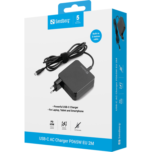 Sandberg USB-C AC Charger PD65W EU 2M – image 3