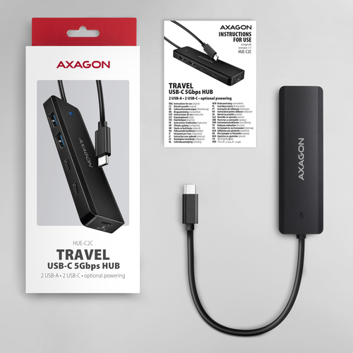 Axagon HUE-C2C 4× USB 5Gbps Hub, 2× USB-A & 2× USB-C, USB-C Power IN – image 6