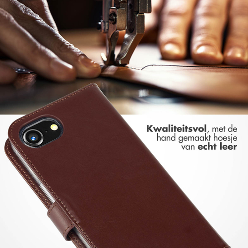 Selencia Echt Lederen Bookcase iPhone SE 4 - Bruin, afbeelding 2