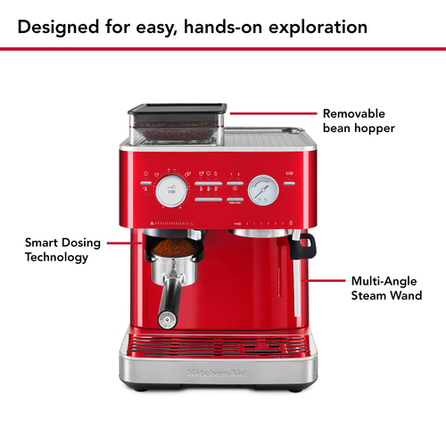 KitchenAid Semi Automatic Espresso Machine with Burr Grinder Candy Apple - image 4