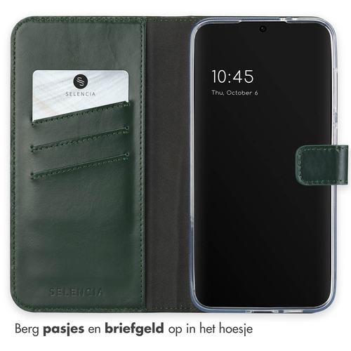 Selencia Echt Lederen Bookcase Samsung Galaxy S24 FE - Groen, afbeelding 2