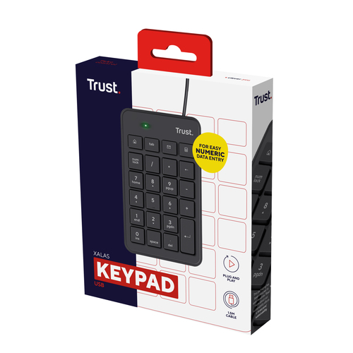 Trust Xalas Numeriek USB-toetsenblok Toetsenbord Zwart, afbeelding 3