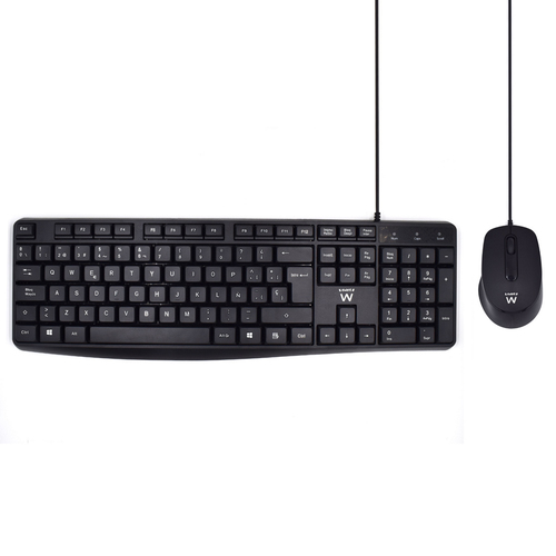 Ewent EW3006 keyboard Mouse included Office USB QWERTY Spanish Black