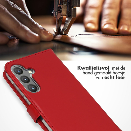 Selencia Echt Lederen Bookcase Samsung Galaxy S24 Plus - Rood, afbeelding 2