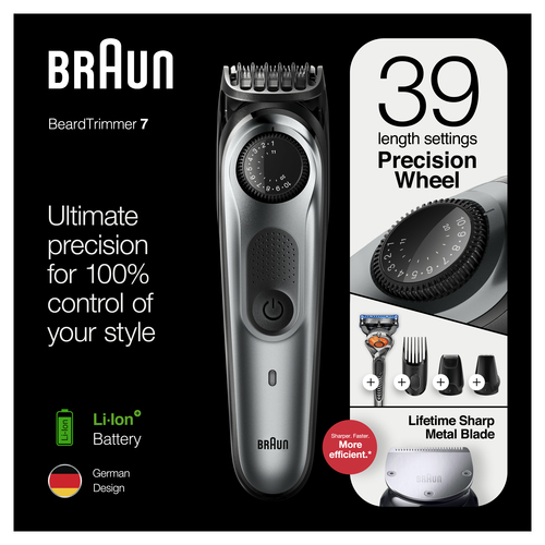Braun Beard Trimmer BT7240 Men Trimmer & Hair Clipper, 39 Length Settings, Black/Grey Metal – image 8