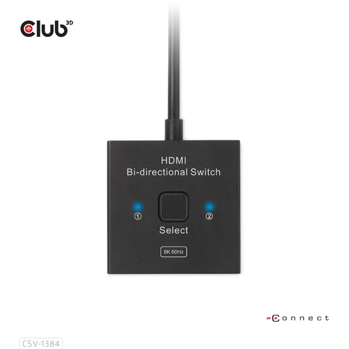 Club 3D HDMI switch 2-in-1 bi-directional for 8K60Hz or 4K120Hz, afbeelding 4
