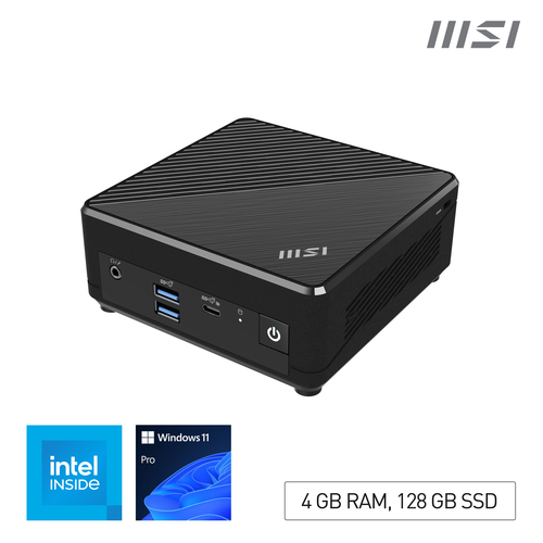 MSI Cubi N ADL N100 FS 4GB 128GB W11P workstation Intel® N DDR4-SDRAM Твердотельный накопитель (SSD) Windows 11 Pro Mini PC Мини-ПК Черный