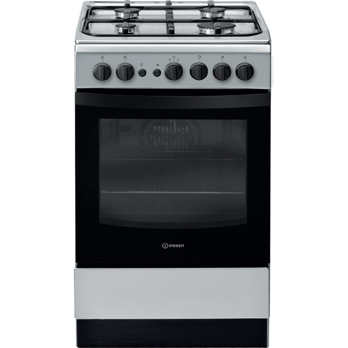 Indesit IS5G1PMSS/UK cooker Freestanding cooker Gas Black, Stainless steel