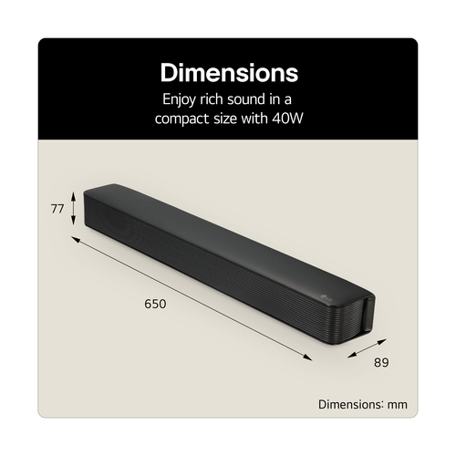 LG 2.0 channel SQM1 2.0 Soundbar - Black - image 2
