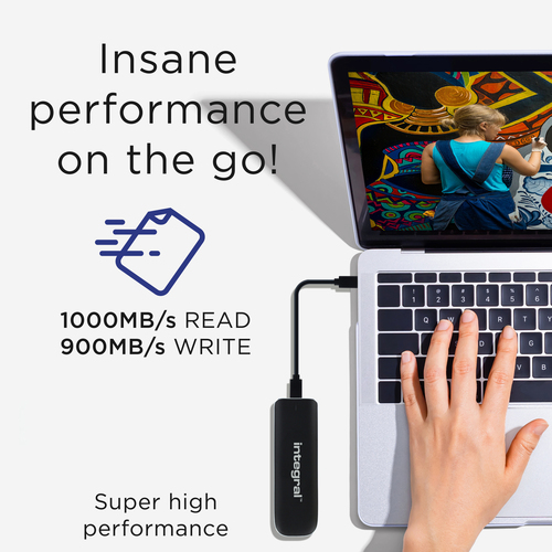 Integral 2TB - 2048GB PORTABLE EXTERNAL SSD USB 3.2 GEN2 3.0 TYPE C R-1000MB/s W- 900MB/s C-A CABLE A-C ADAPTOR AND CARRY CASE INC PRO X – image 2