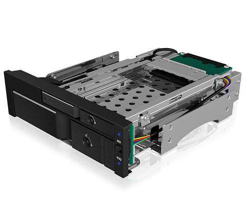 ICY BOX IB-173SSK harddiskbakke til 5,25" bay - sort aluminium, 2 x SATA/SAS