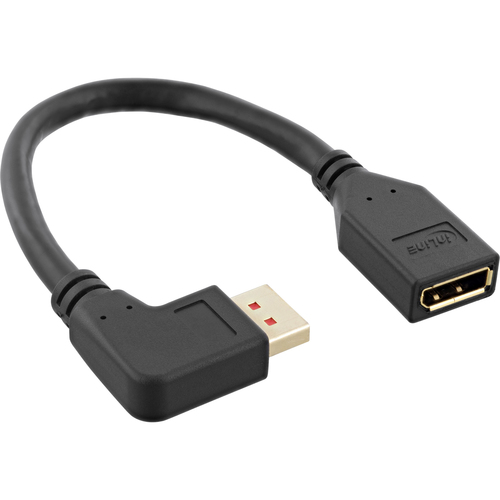 Product image: InLine DisplayPort 1.4 adapter cable M/F, 8K4K, angled left, black/gold, 0.15m