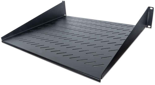Intellinet 19 Cantilever Shelf, 2U, 2-Point Front Mount, 400mm Depth, Vented, Black Rackhylde Sort