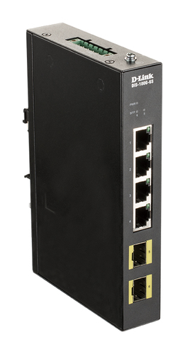 D-Link DIS-100G-6S сетевой коммутатор Неуправляемый Gigabit Ethernet (10/100/1000) DIN-рейка Черный