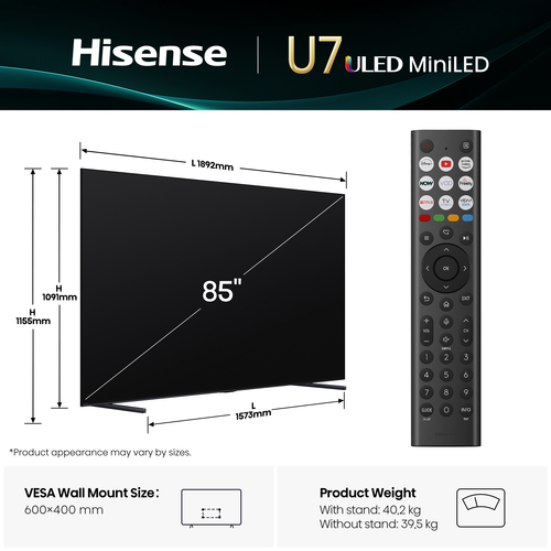 Hisense U7QTUK 85 inch Smart 4K Ultra HD Mini-LED TV - image 4