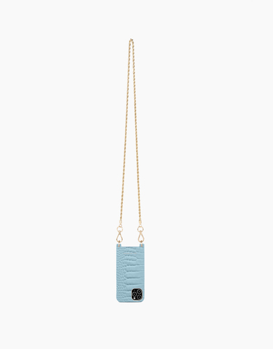 iDeal of Sweden Atelier Necklace iPhone 12/12P Sky Blue Croco – image 2