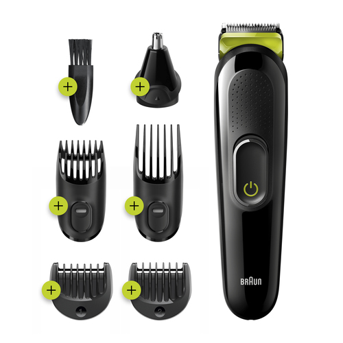 Braun All-in-one 6-in-1 Trimmer MGK3221, Men Beard Trimmer, Face, Ear & Nose Trimmer & Hair Clipper, Volt Green – image 1