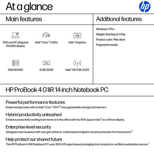 HP ProBook 4 G1iR Intel Core 5 120U 8GB RAM 256GB SSD 14" Windows 11 Pro Laptop - image 4