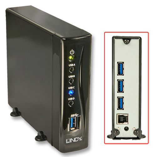 Lindy 43130 interface hub 5000 Mbit/s Black