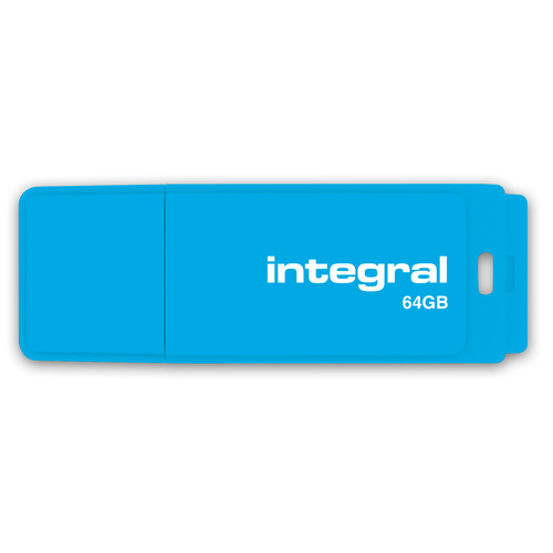 Integral 64GB TWIN USB2.0 DRIVE NEON BLUE YELLOW ETAIL – image 2