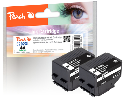 Peach PI200-768 ink cartridge 2 pc(s) Compatible High (XL) Yield Black