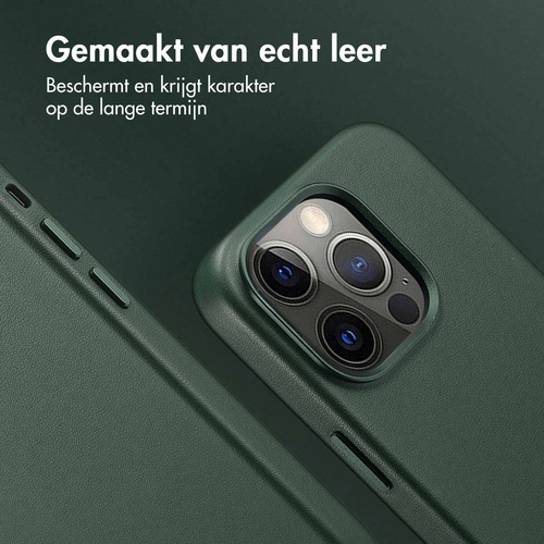 Accezz MagSafe Leather Backcover iPhone 13 Pro - Cedar Green, afbeelding 2