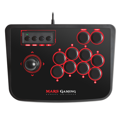 Mars Gaming MRA Gaming Controller Black, Red USB Fightstick Analogue / Digital PC, Playstation 2, Playstation 3