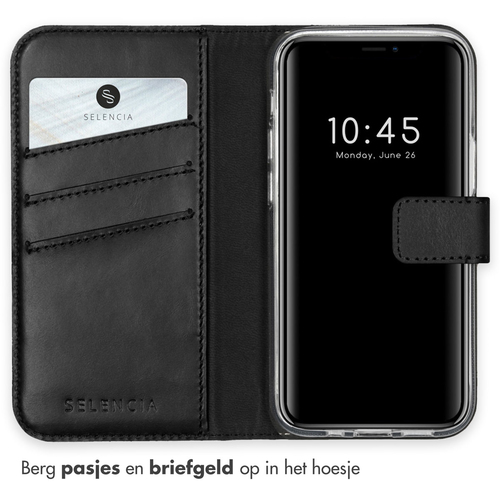 Selencia Echt Lederen Bookcase iPhone 12 Mini - Zwart, afbeelding 3