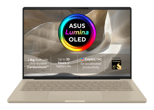 ASUS Zenbook A14 UX3407NA-QD069W Copilot+ PC Snapdragon X2E-88-100 Ноутбук 35,6 cm (14") WUXGA 16 GB LPDDR5x-SDRAM 1 TB Твердотельный накопитель (SSD) Wi-Fi 7 (802.11be) Windows 11 Home Бежевый