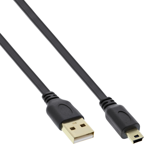 Product image: InLine USB 2.0 Flat Cable USB Type A male / Mini-B male 5pin black/gold 0.5m