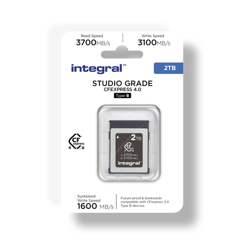 Integral 2TB CFEXPRESS MEMORY CARD 4.0 TYPE B UP TO R-3700 W-3100 MBS SUSTAINED WRITE 1600MBS STUDIO GRADE -12C ~ 72C TBW 1200 – image 2