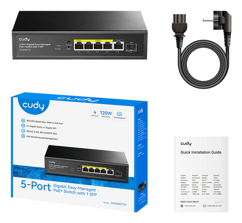 Cudy 5-Port 10/100/1000 POE+ Switch with 1 SFP Port, afbeelding 2