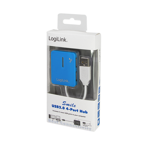 Logilink USB-HUB "Smile" 4-Port zonder Voeding blauw, afbeelding 5