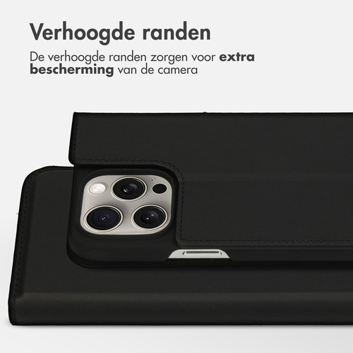 Accezz Premium Leather Slim Bookcase iPhone 15 Pro Max - Zwart, afbeelding 3