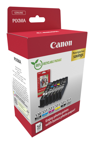 Canon Pgi-530/Cli-531 Pgbk/C /M /Y /GY Photo Value - 6117C004 - image 2