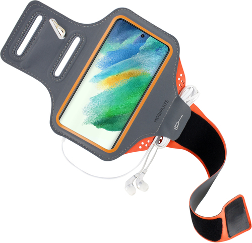 Mobiparts Comfort Fit Sport Armband Samsung Galaxy S21 FE (2022) Neon Orange – image 2