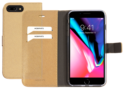 Mobiparts Saffiano Wallet Case Apple iPhone 7 Plus, iPhone 8 Plus Gold – image 1