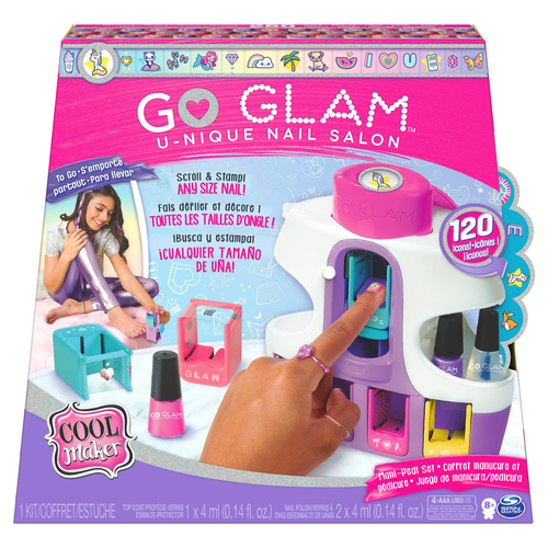 Cool Maker , GO GLAM U-nique Nail Salon with Portable Stamper, 5 Design Pods and Dryer, Nail Kit Kids Toys for Ages 8 and up