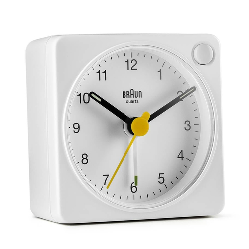 BC 02 XW quartz alarm white with light switch marca Braun