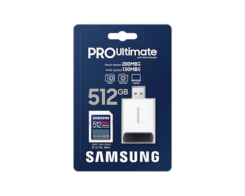 Samsung PRO Ultimate SD Card 512GB + USB-kaartlezer SD-Kaart Wit, afbeelding 7