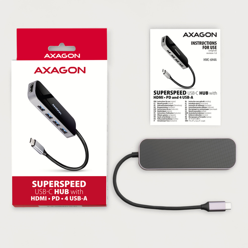 AXAGON SuperSpeed USB-C Hub USB-Hubs - USB 32 - 6 - Schwarz – Foto 9 von 10