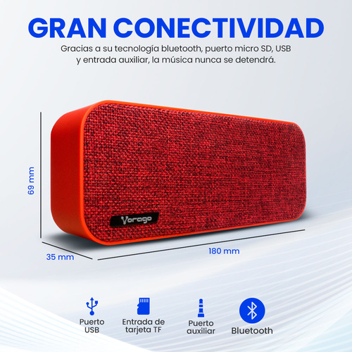 Bocina Portátil Bluetooth VORAGO BSP-150