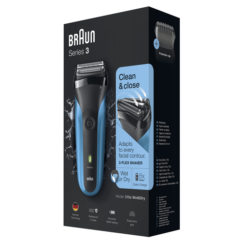 Braun Series 3 310 Electric Shaver, Wet & Dry Razor for Men, Black/Blue – image 3