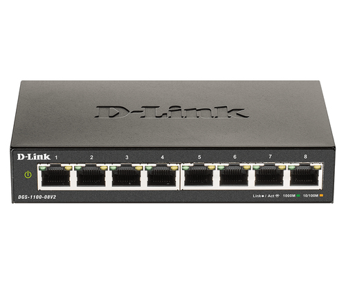 D-Link DGS-1100-08V2 Управляемый L2 Gigabit Ethernet (10/100/1000) Черный