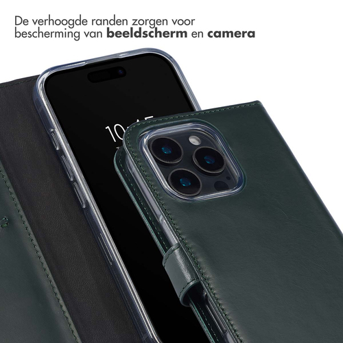 Selencia Echt Lederen Bookcase iPhone 16 Pro Max - Groen, afbeelding 4