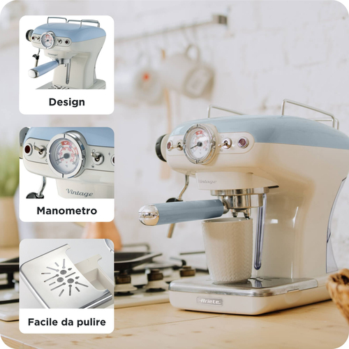 Ariete Espresso Coffee Machine with Milk Frother in Blue Blue - image 5