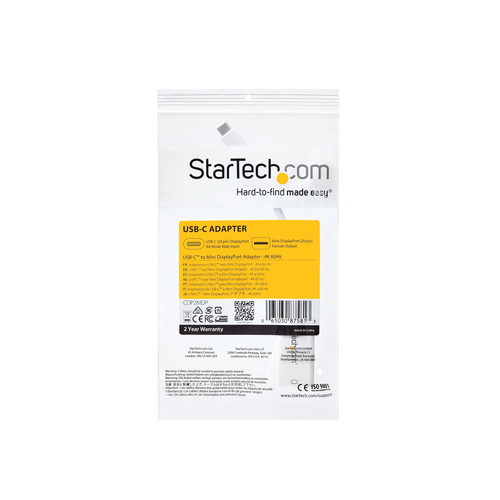 StarTech.com Adaptador USB C a Mini DisplayPort - 4K 60Hz - Blanco - Adaptador USB 3.1 Tipo C a Mini DP - Versión Mejorada es CDP2MDPEC